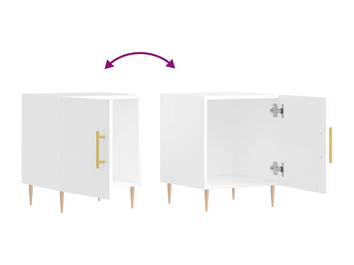 Omar  Tables de chevet 2 pcs blanc brillant 40x40x50 cm