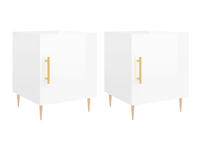 Omar  Tables de chevet 2 pcs blanc brillant 40x40x50 cm