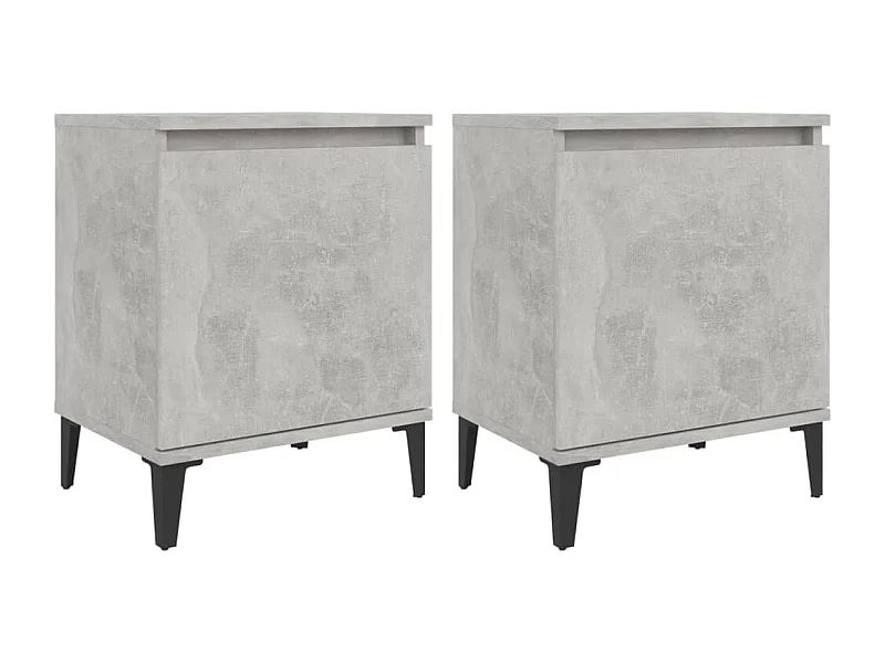 Council Bluffs  Tables de chevet avec pieds en métal gris béton 40x30x50 cm