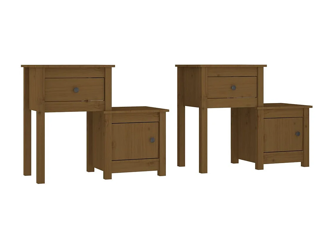 Bailey  Tables de chevet 2 pcs Marron miel 79,5x38x65,5 cm Pin solide