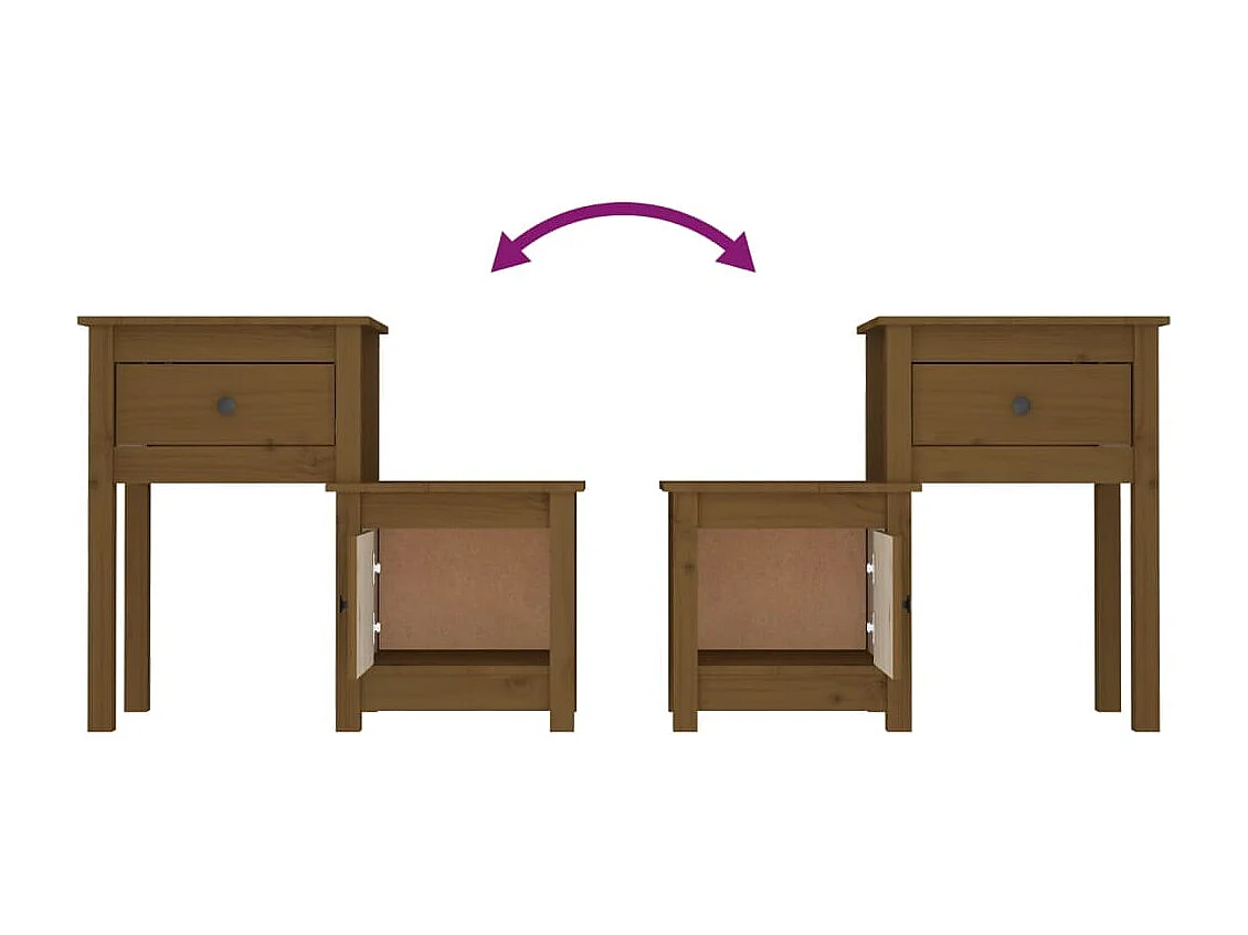 Bailey  Tables de chevet 2 pcs Marron miel 79,5x38x65,5 cm Pin solide