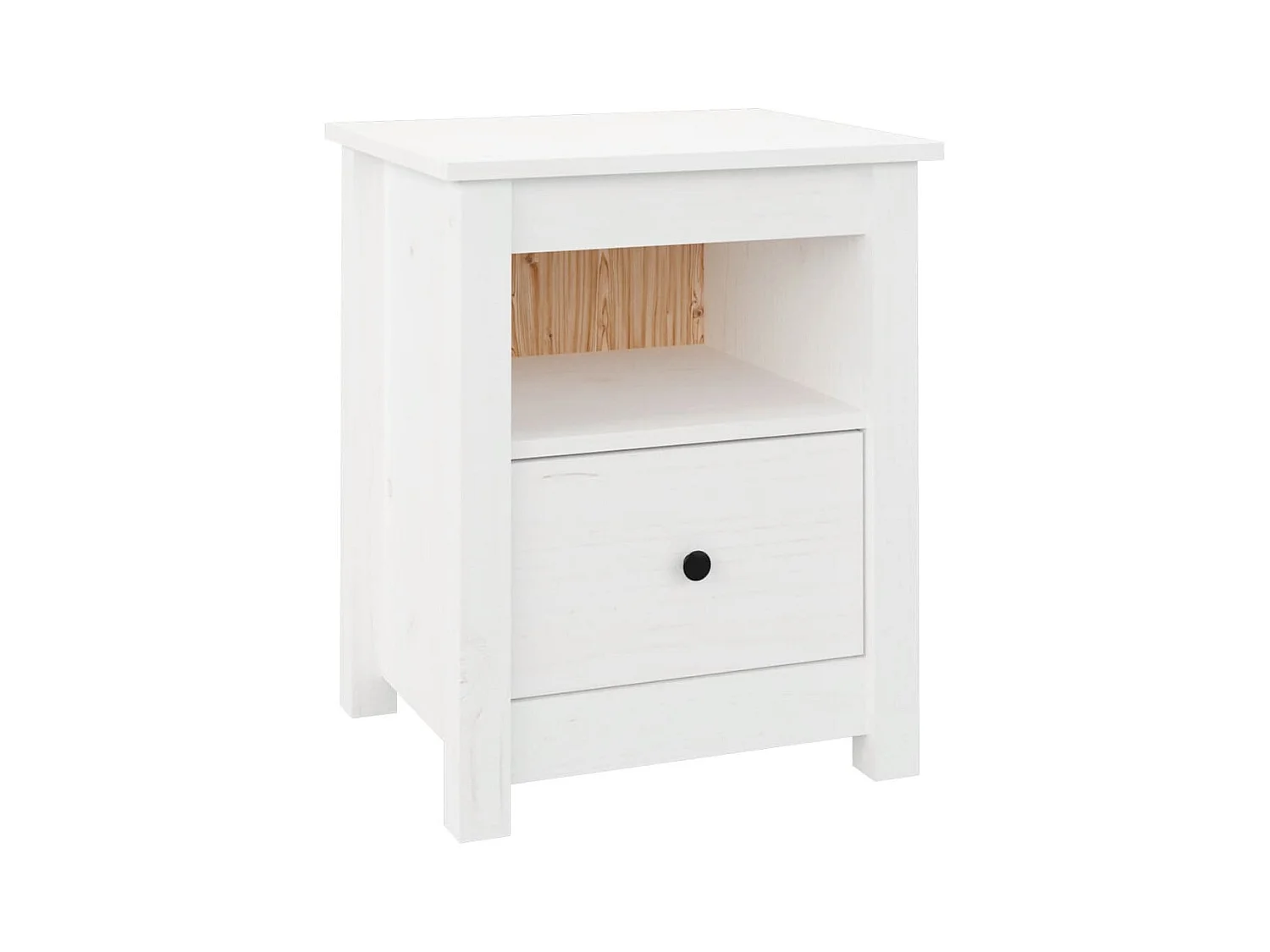 Aldino  Table de chevet Blanc 40x35x49 cm Bois de pin massif