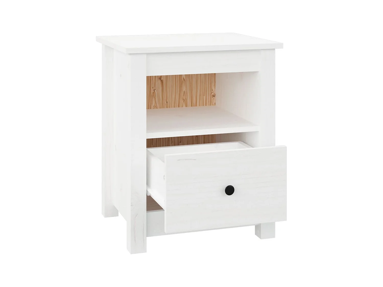 Aldino  Table de chevet Blanc 40x35x49 cm Bois de pin massif
