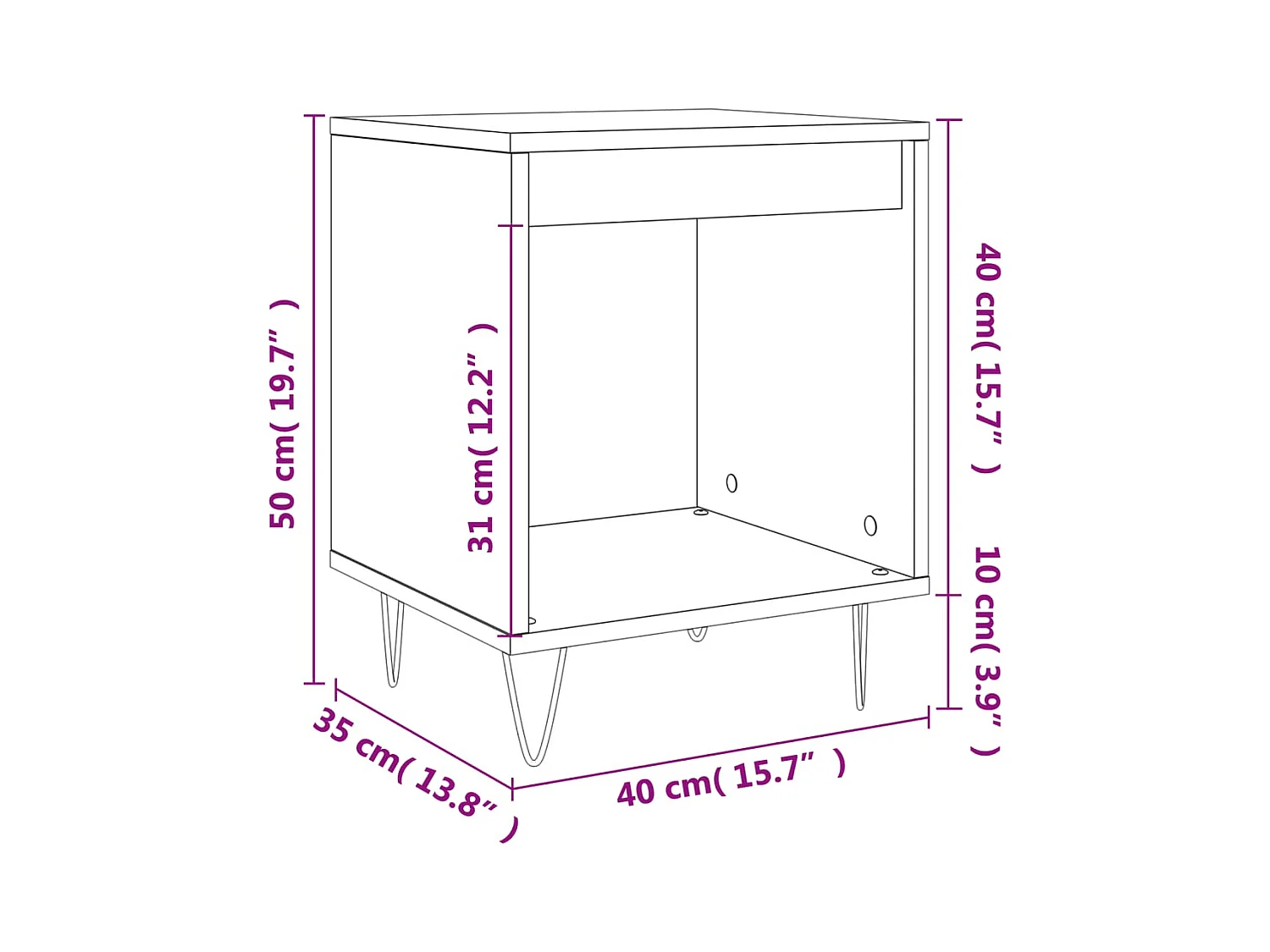 Sander  Tables de chevet 2 pcs noir 40x35x50 cm bois d’ingénierie