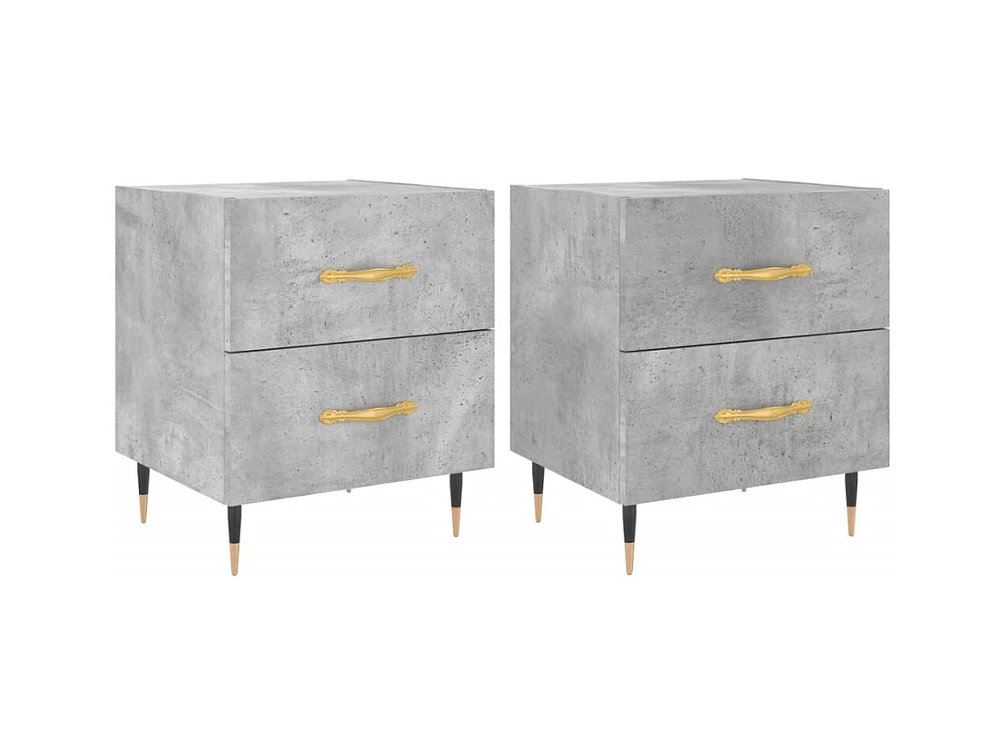 Leidir  Tables de chevet 2pcs gris béton 40x35x47,5cm bois d’ingénierie