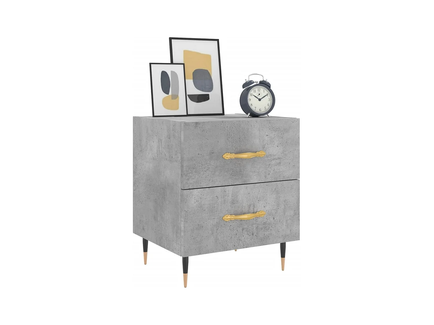 Leidir  Tables de chevet 2pcs gris béton 40x35x47,5cm bois d’ingénierie