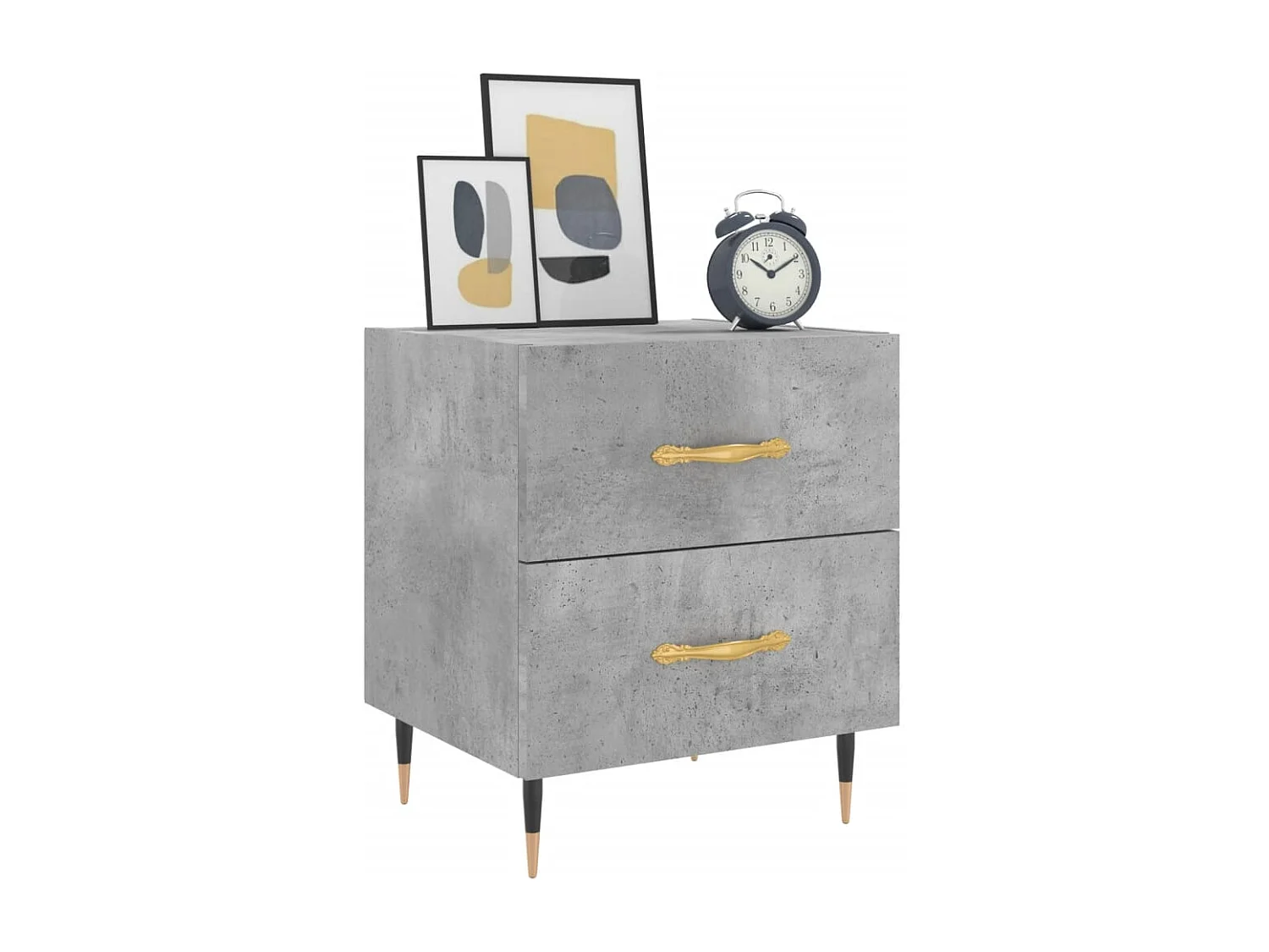 Leidir  Tables de chevet 2pcs gris béton 40x35x47,5cm bois d’ingénierie