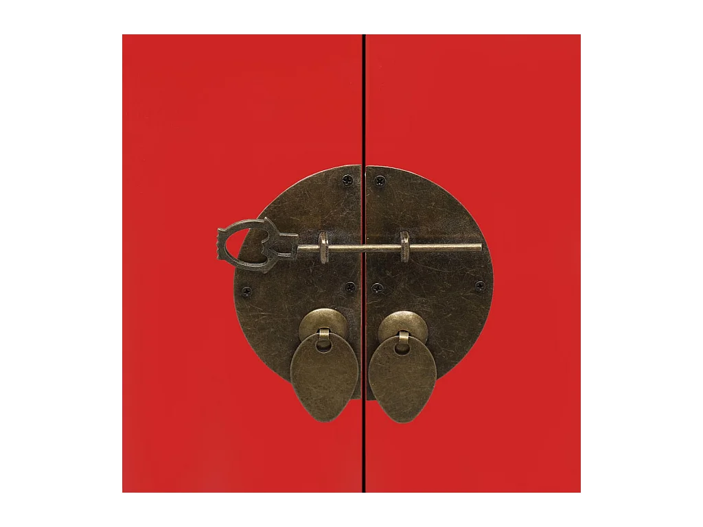 Andre-Paul  Table de chevet Rouge 38 x 28 x 52 cm Bois de Paulownia