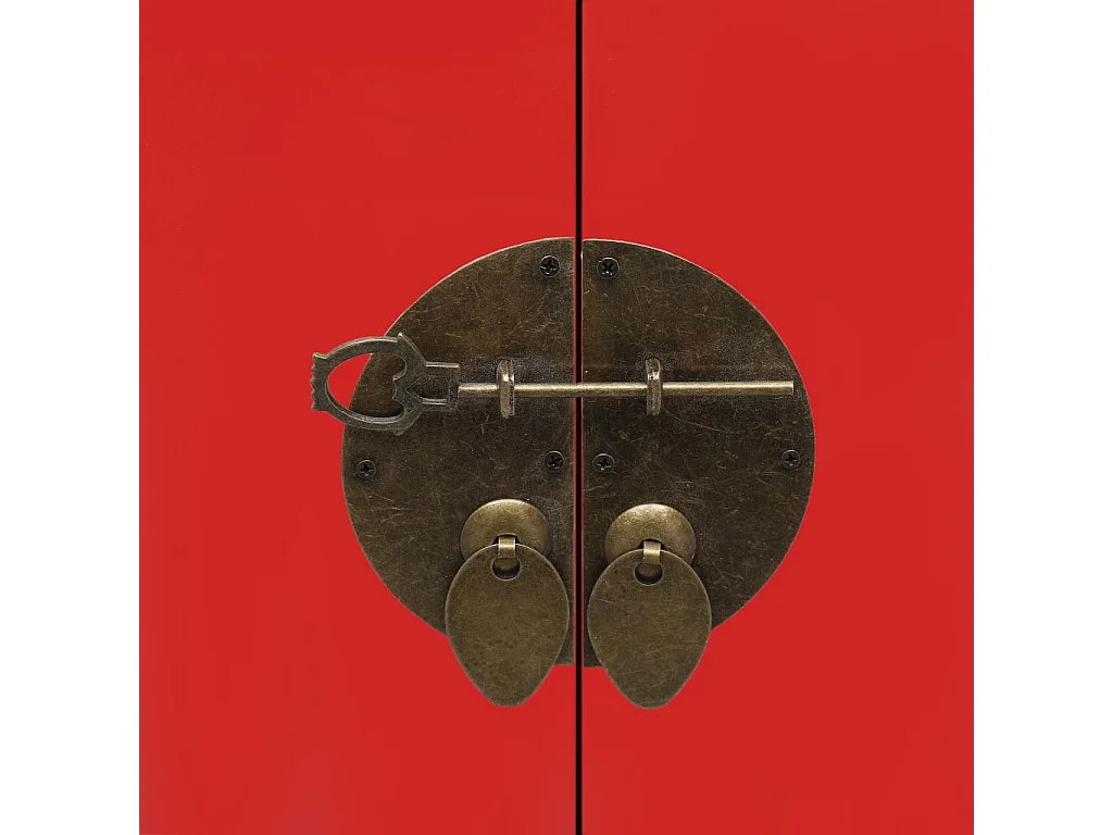 Andre-Paul  Table de chevet Rouge 38 x 28 x 52 cm Bois de Paulownia