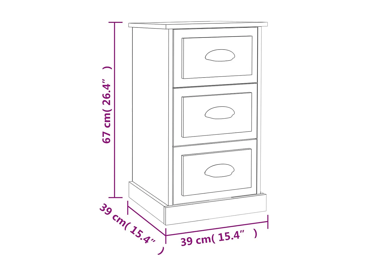 Inge  Table de chevet gris béton 39x39x67 cm bois d'ingénierie