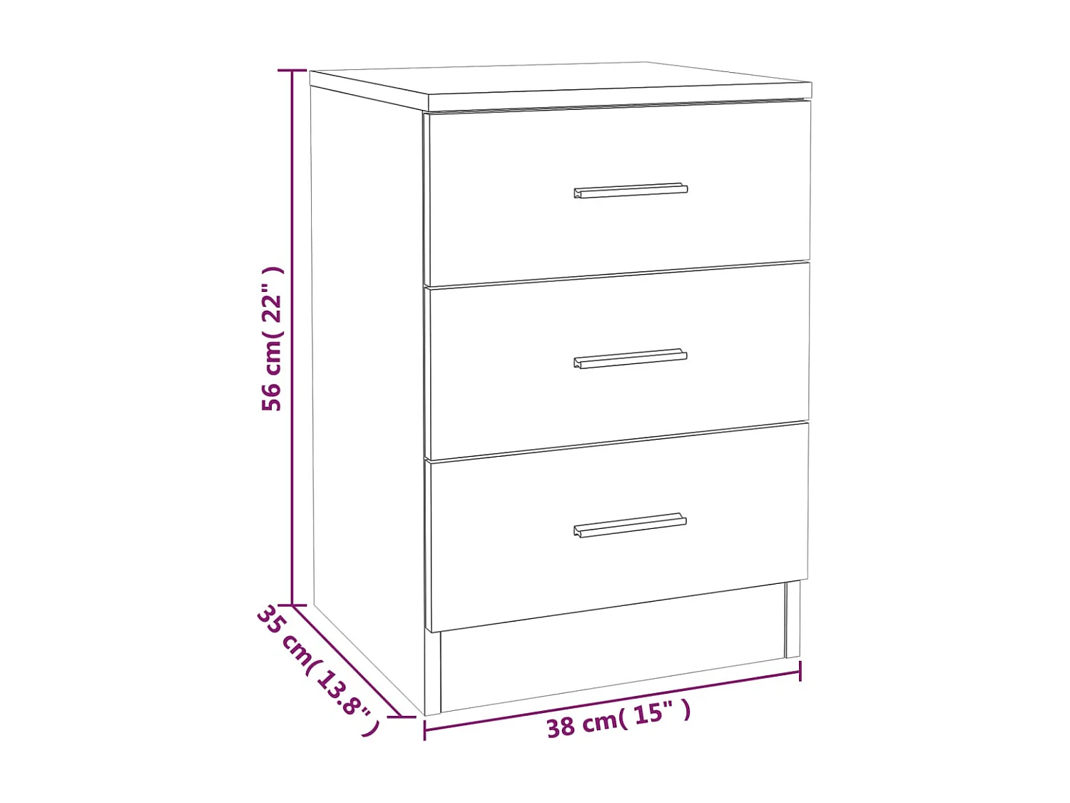 Drumraney  Comodino Rovere Marrone 38x35x56 cm in Legno Multistrato
