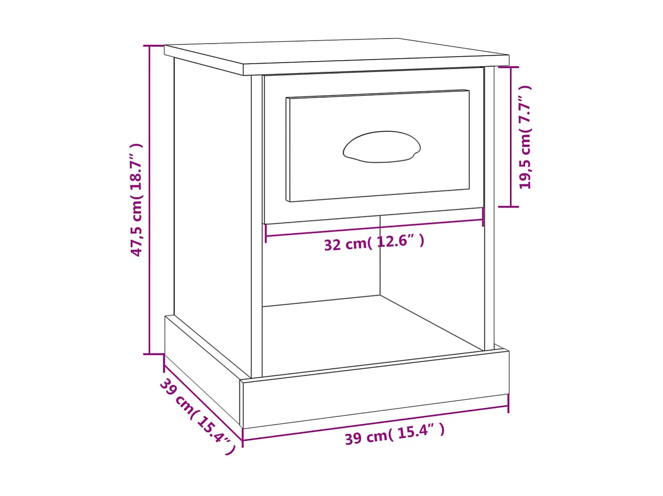 Cicero  Table de chevet chêne marron 39x39x47,5 cm bois d'ingénierie