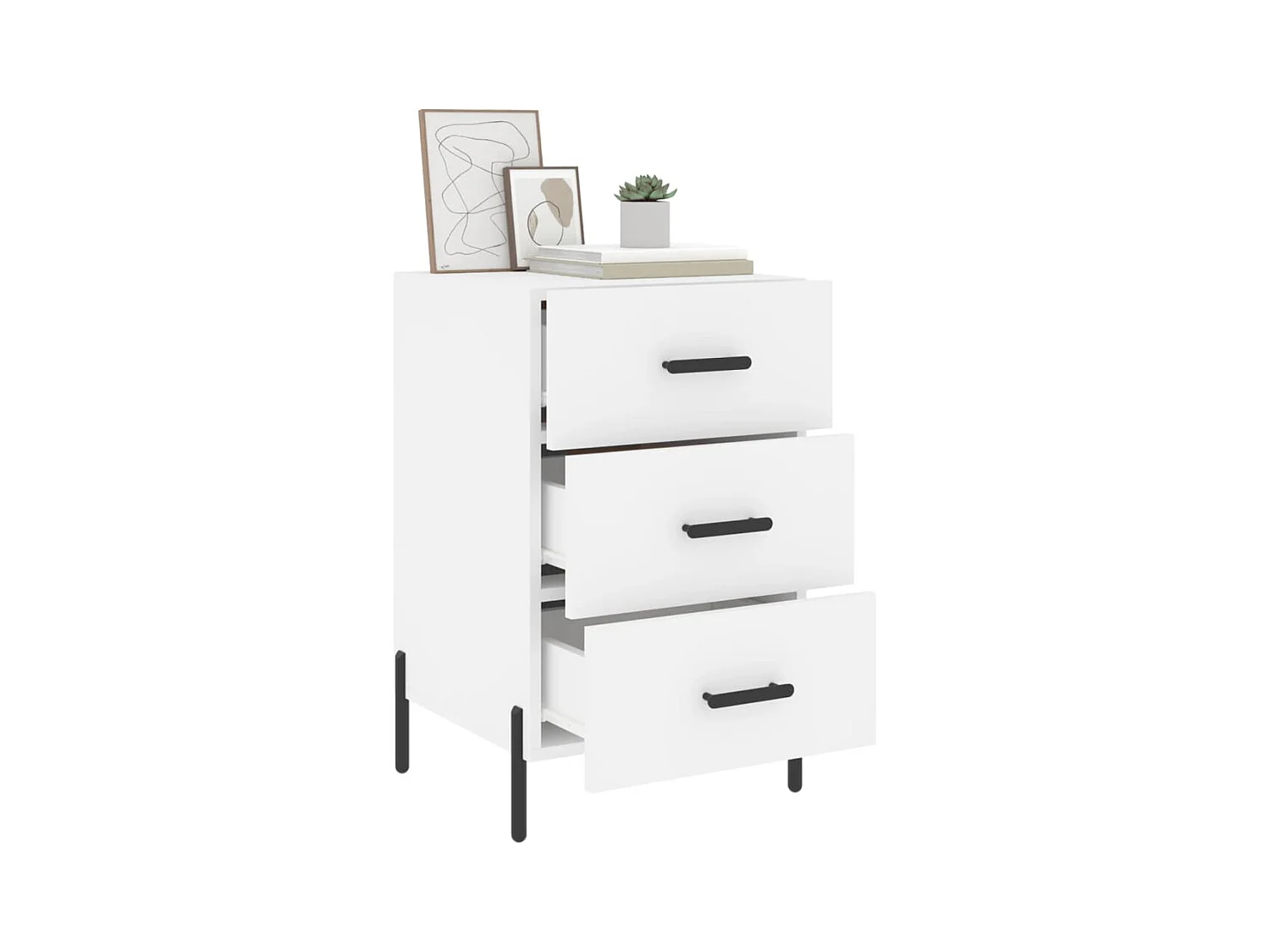 Linne  Table de chevet blanc 40x40x66 cm bois d'ingénierie