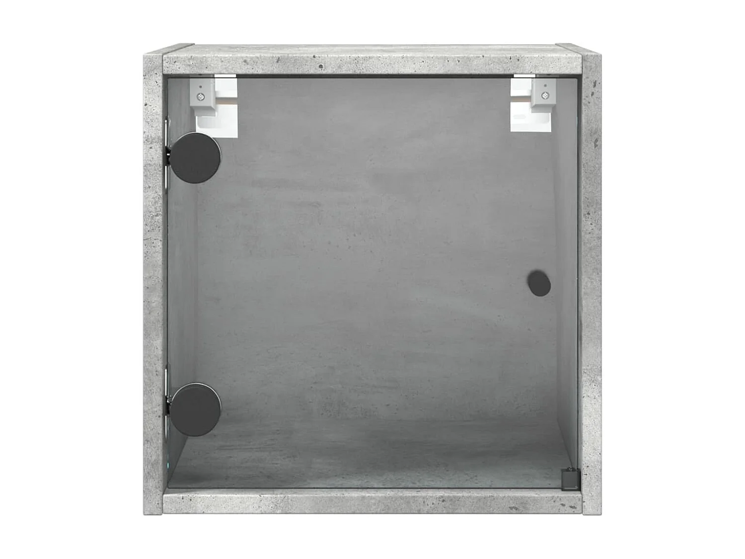 Nihat  Table de chevet avec porte en verre gris béton 35x37x35 cm