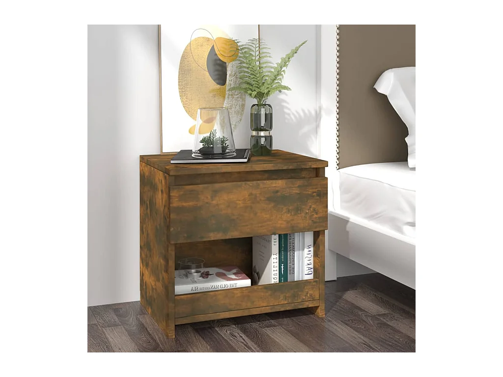 Elle  Tables de chevet 2 pcs Chêne fumé 40x30x39 cm Bois d'ingénierie