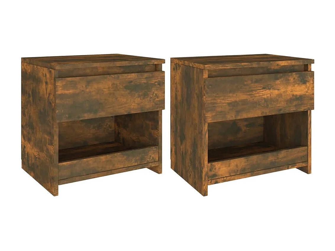 Elle  Tables de chevet 2 pcs Chêne fumé 40x30x39 cm Bois d'ingénierie