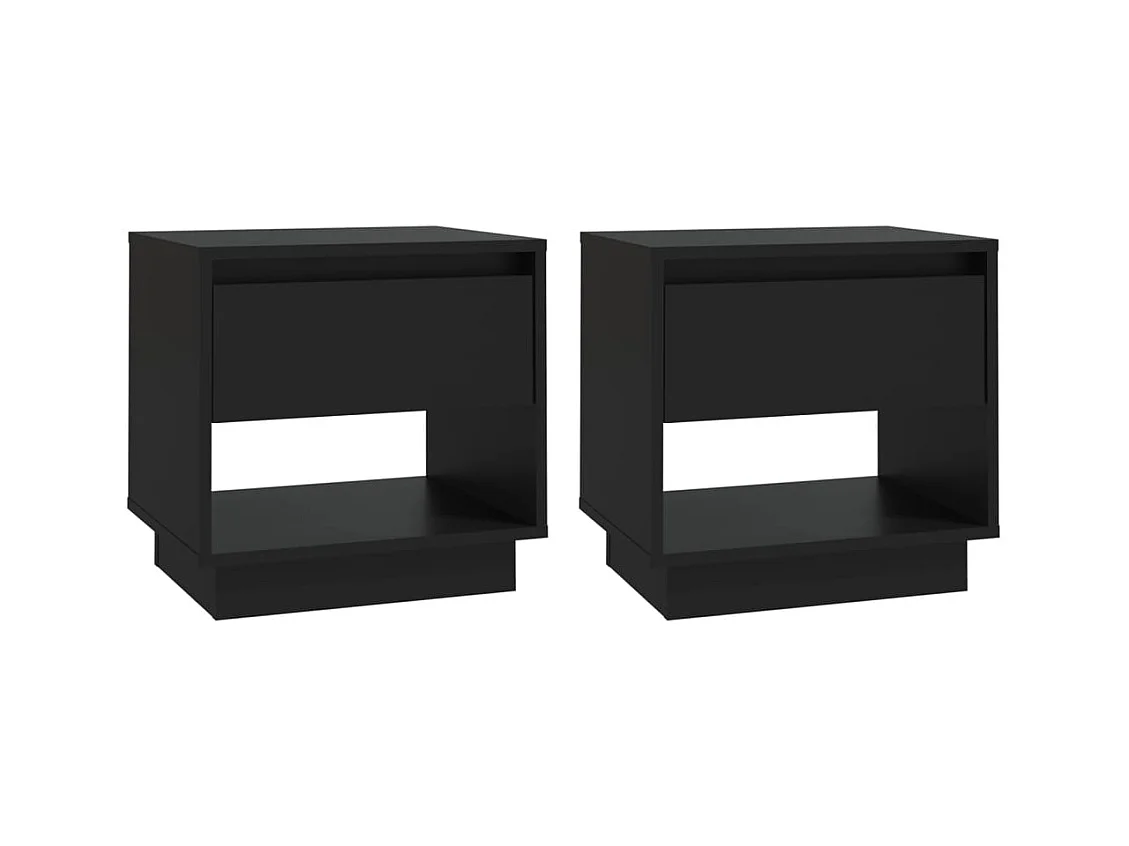 Zalyn  Tables de chevet 2 pcs Noir 45x34x44 cm bois d'ingénierie