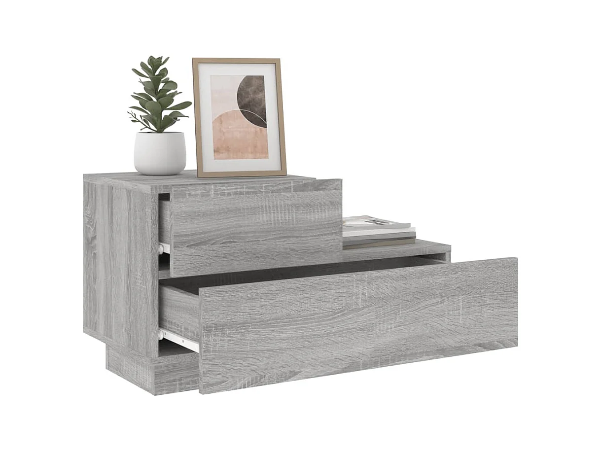 Robbie  Table de chevet avec lumières LED sonoma gris 70x36x40,5 cm