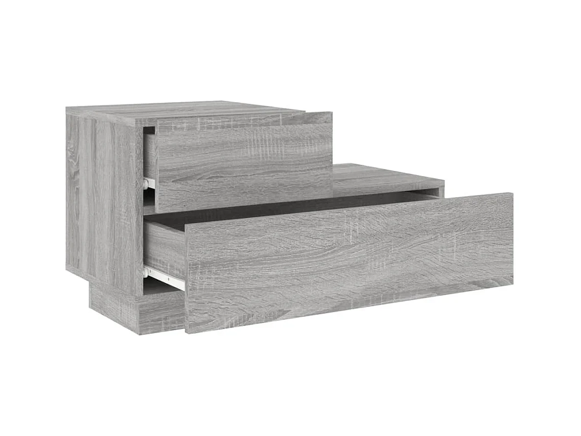 Robbie  Table de chevet avec lumières LED sonoma gris 70x36x40,5 cm