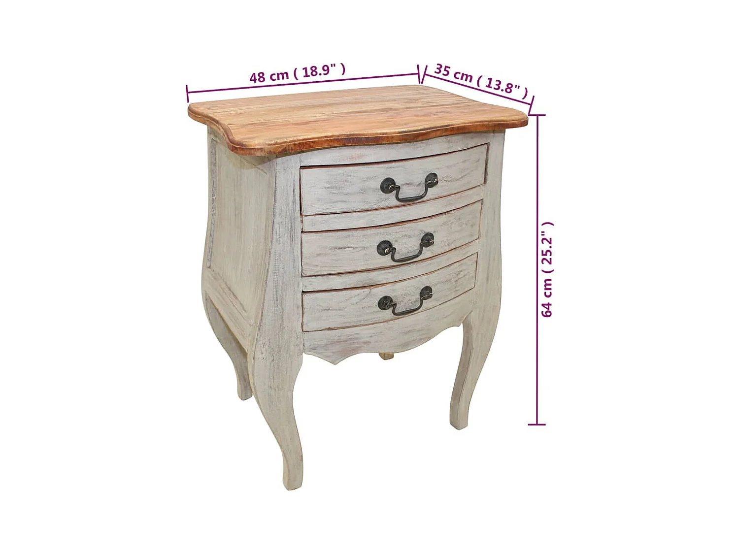 Garden Furniture -  Table de chevet bois d'acajou massif 48x35x64 cm