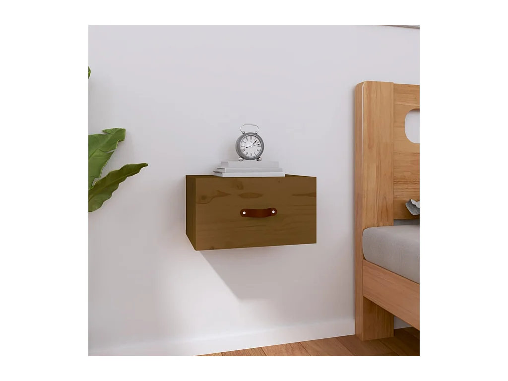 Ahmed  Table de chevet murale Marron miel 40x29,5x22 cm