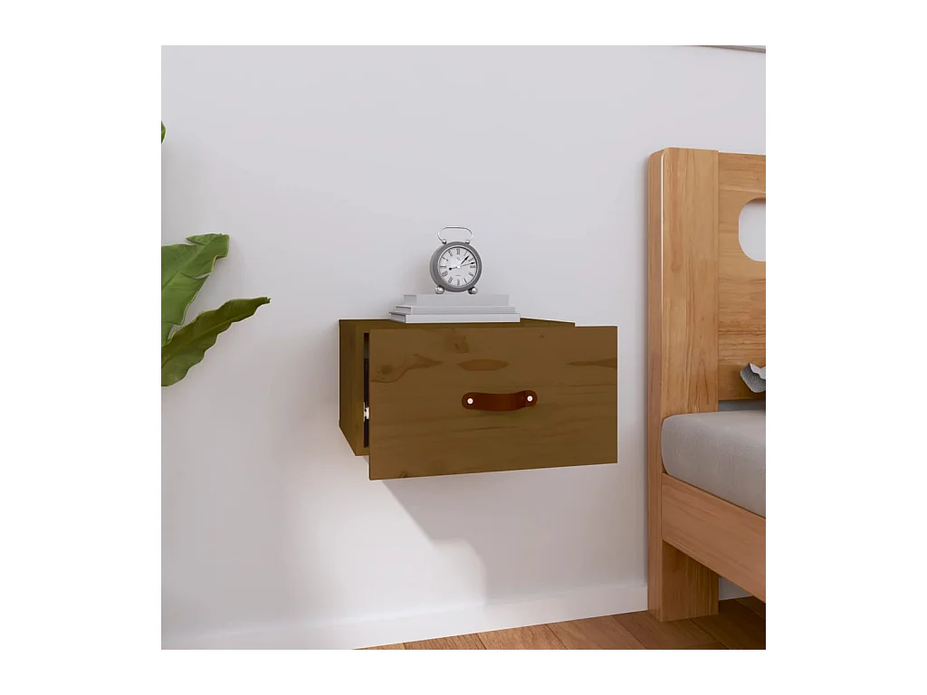 Ahmed  Table de chevet murale Marron miel 40x29,5x22 cm