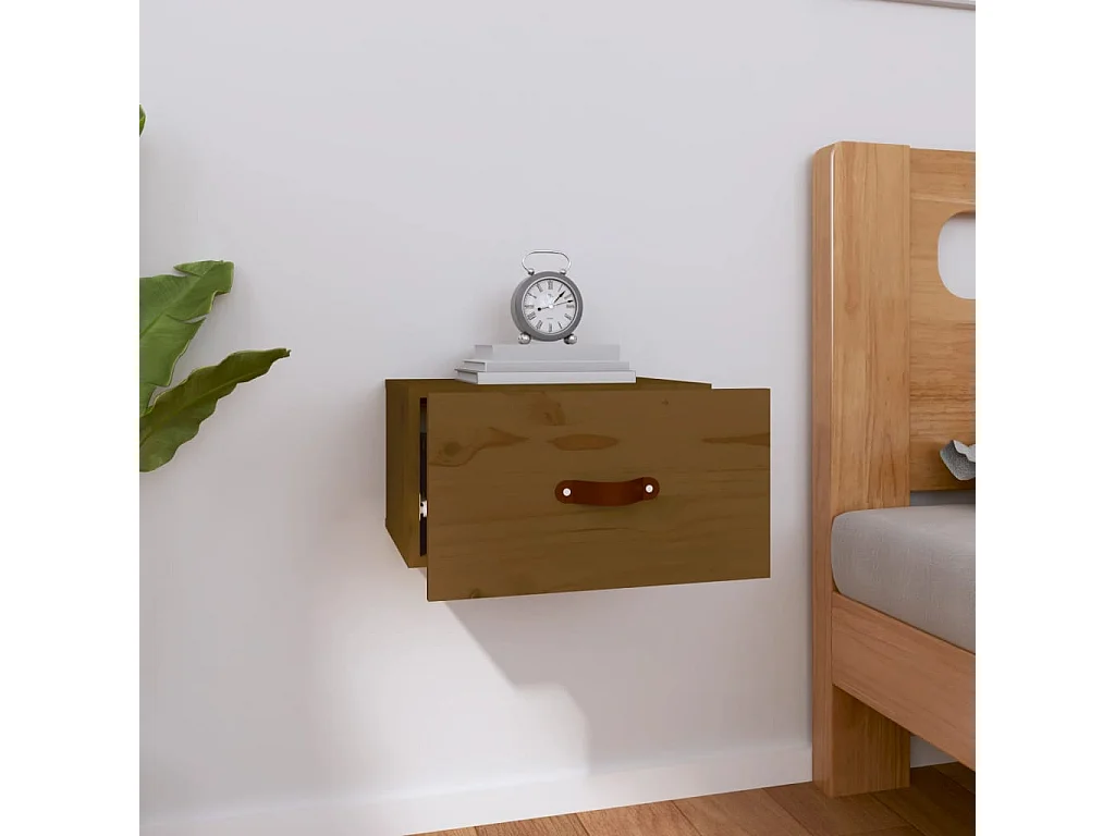 Ahmed  Table de chevet murale Marron miel 40x29,5x22 cm