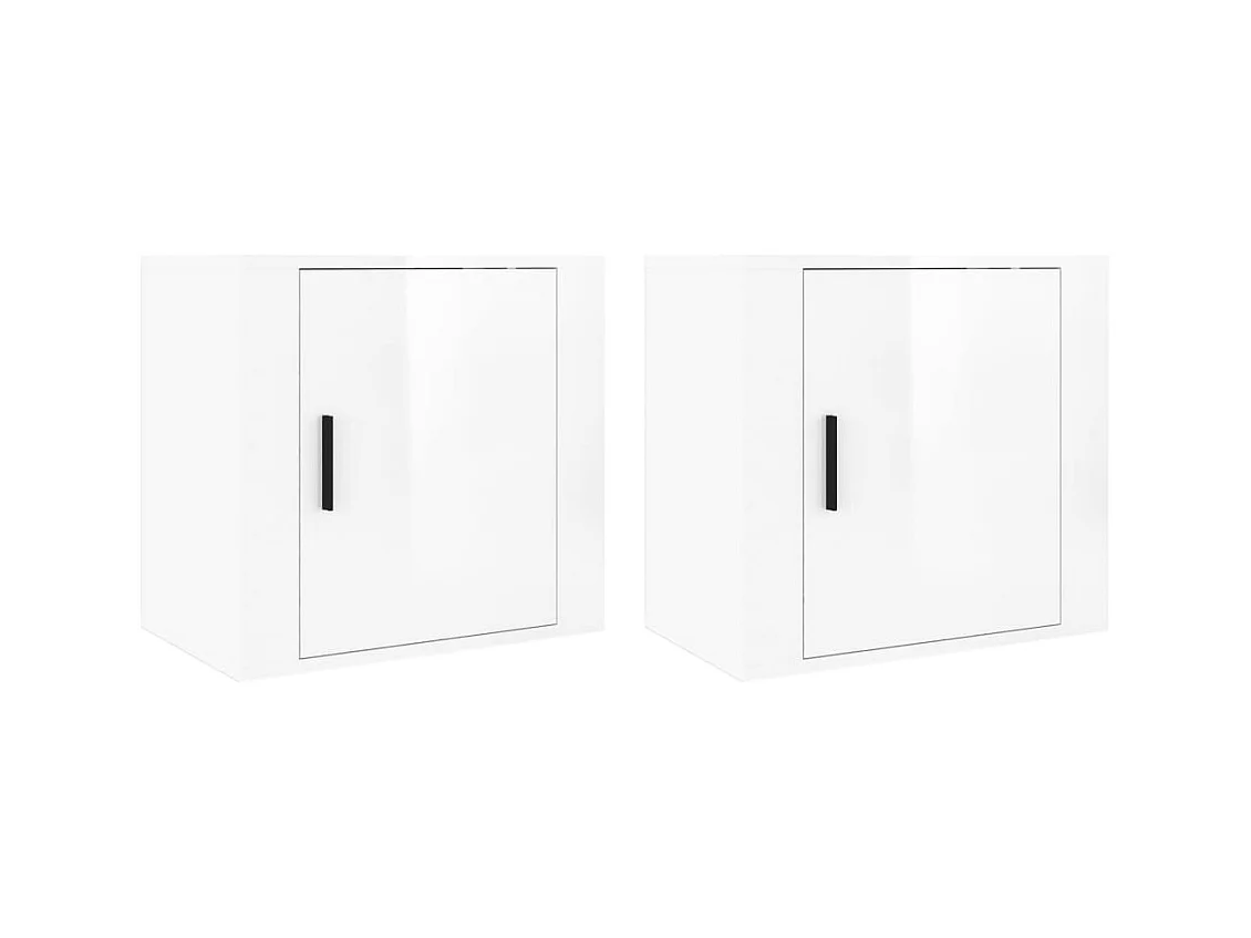 Almond  Tables de chevet murales 2 pcs Blanc brillant 50x30x47 cm