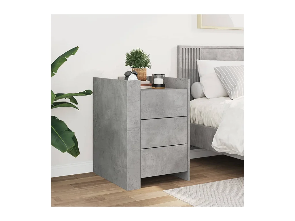 Frysa  Table de chevet gris béton 45x50x65 cm bois d'ingénierie