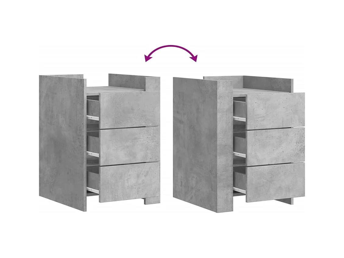 Frysa  Table de chevet gris béton 45x50x65 cm bois d'ingénierie