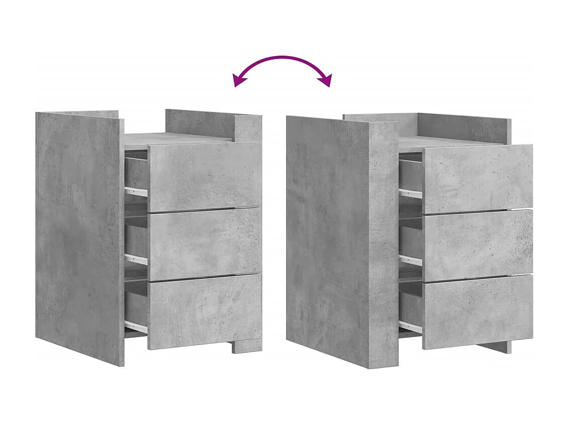 Frysa  Table de chevet gris béton 45x50x65 cm bois d'ingénierie