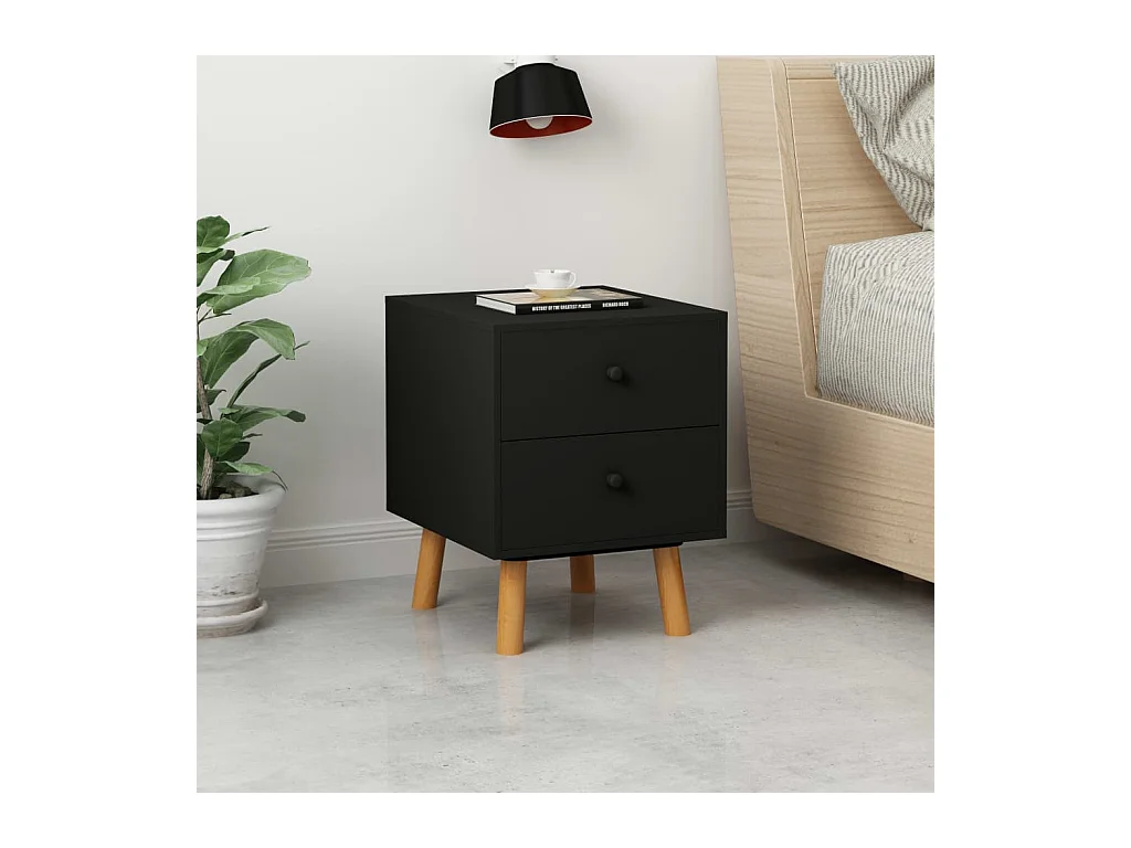 Martha  Tables de chevet 2 pcs Noir 40 x 30 x 50 cm Pin massif