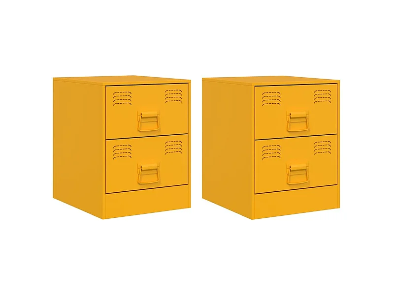 Groton  Tables de chevet 2 pcs jaune 34,5x39x44 cm acier