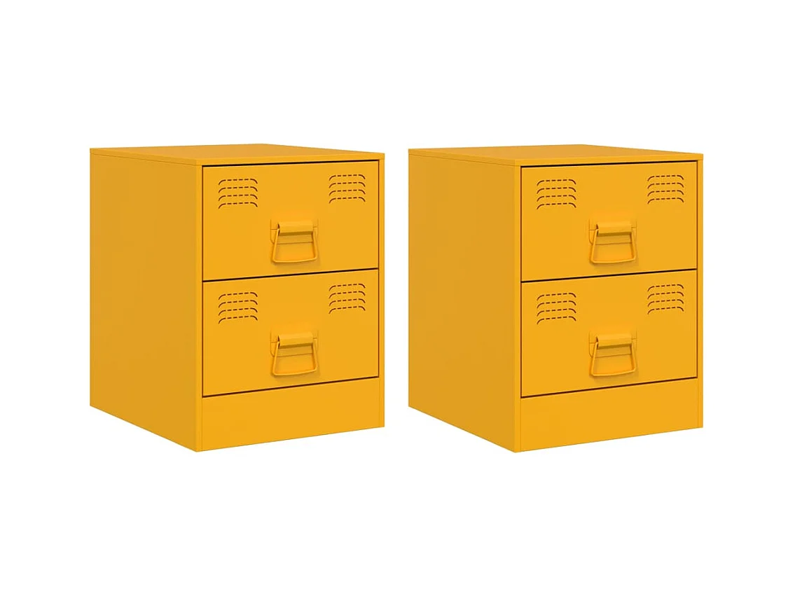 Groton  Tables de chevet 2 pcs jaune 34,5x39x44 cm acier