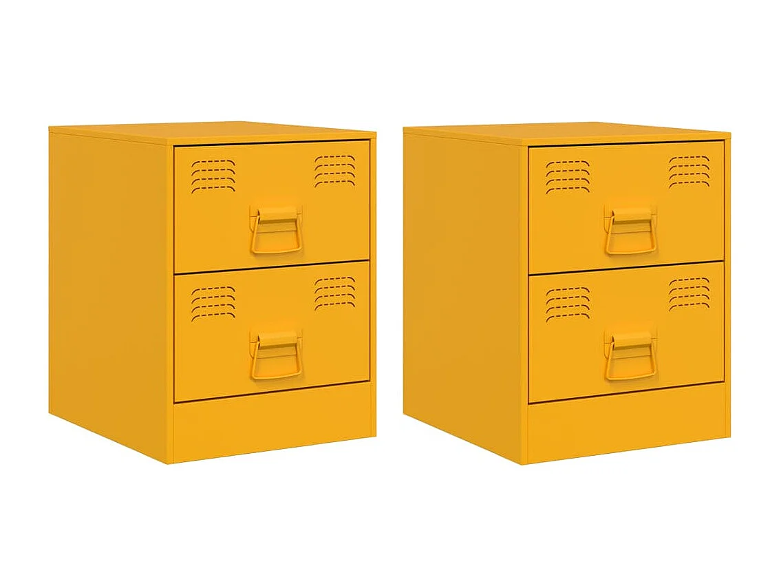 Groton  Tables de chevet 2 pcs jaune 34,5x39x44 cm acier