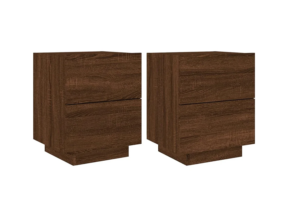 Marit Elise  Armoires de chevet et lumières LED 2 pcs chêne marron