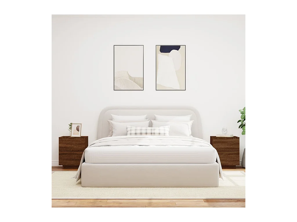 Marit Elise  Armoires de chevet et lumières LED 2 pcs chêne marron