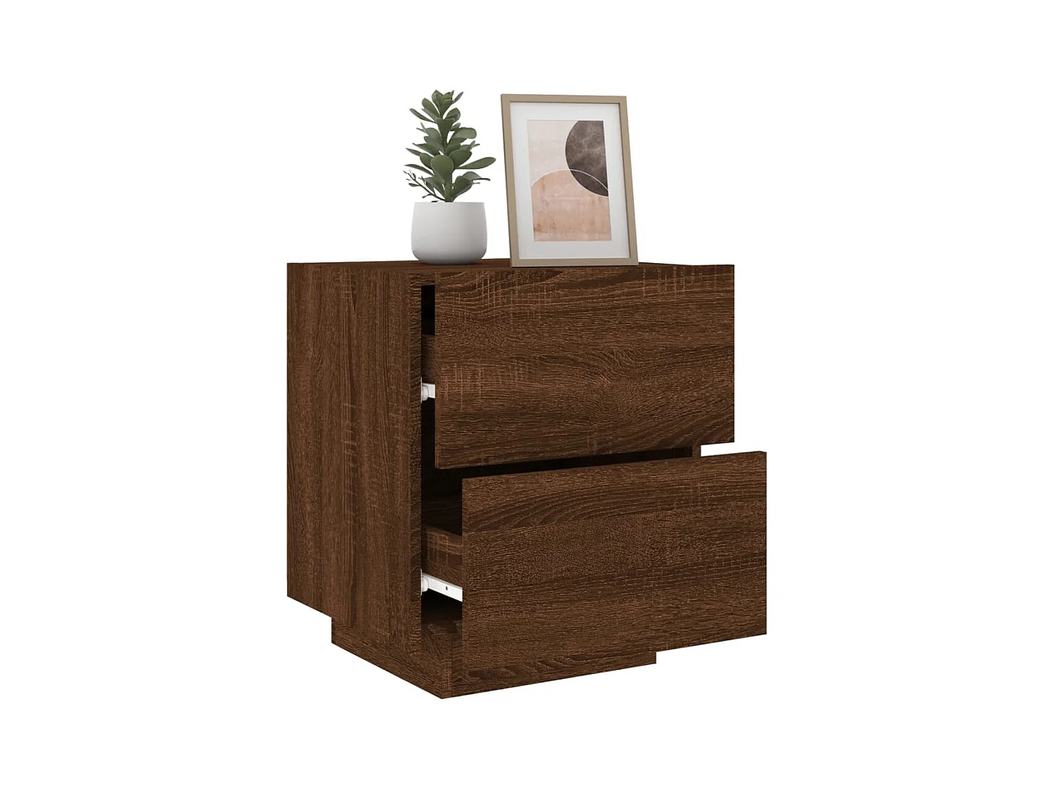 Marit Elise  Armoires de chevet et lumières LED 2 pcs chêne marron