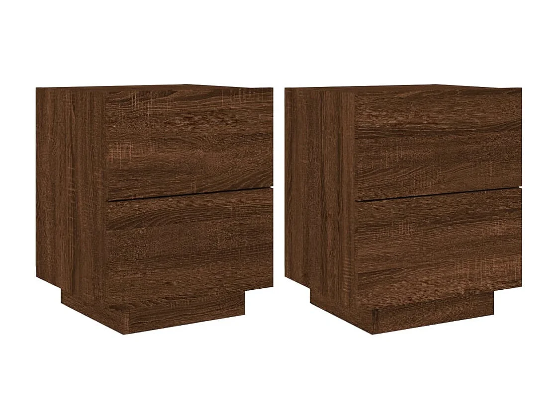Marit Elise  Armoires de chevet et lumières LED 2 pcs chêne marron