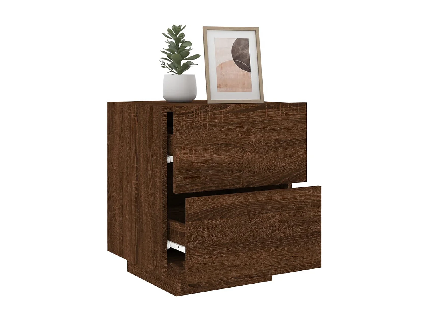 Marit Elise  Armoires de chevet et lumières LED 2 pcs chêne marron