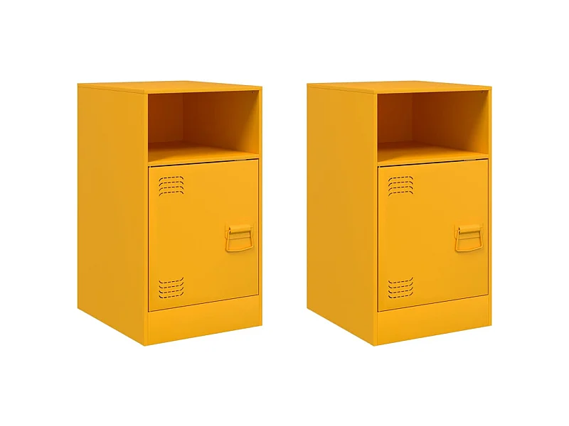 Chasity  Tables de chevet 2 pcs jaune moutarde 34,5x39x62 cm acier