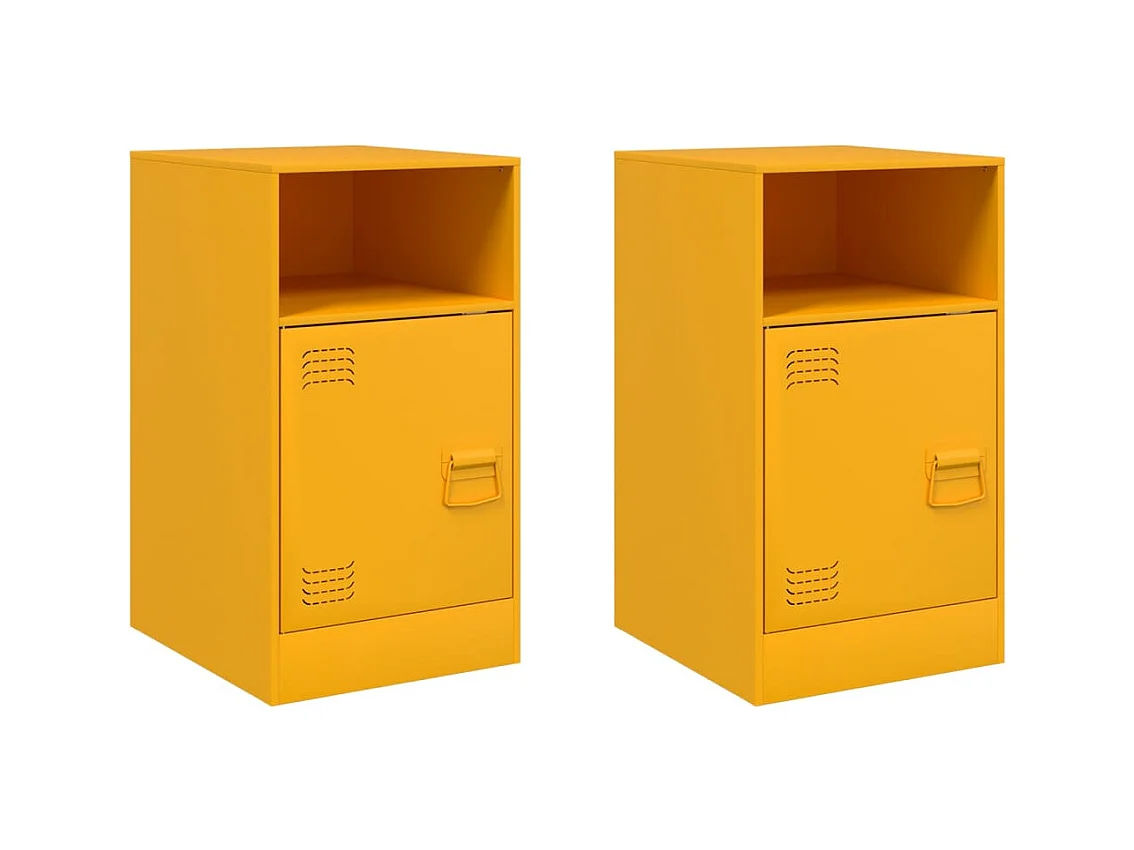 Chasity  Tables de chevet 2 pcs jaune moutarde 34,5x39x62 cm acier