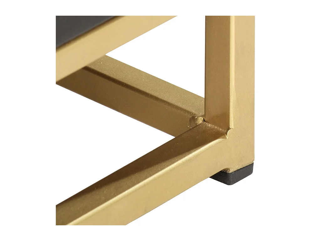 Garden Furniture -  Table de chevet Noir et doré 40x30x50cm Bois de manguier massif