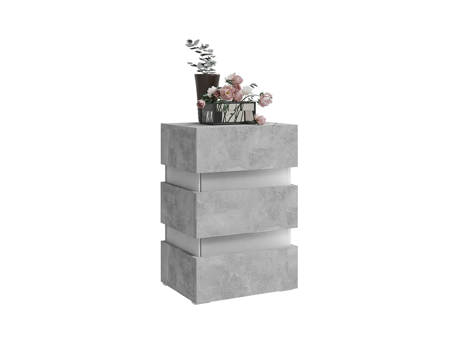 Mohn  Table de chevet à LED gris béton 45x35x67 cm bois d'ingénierie