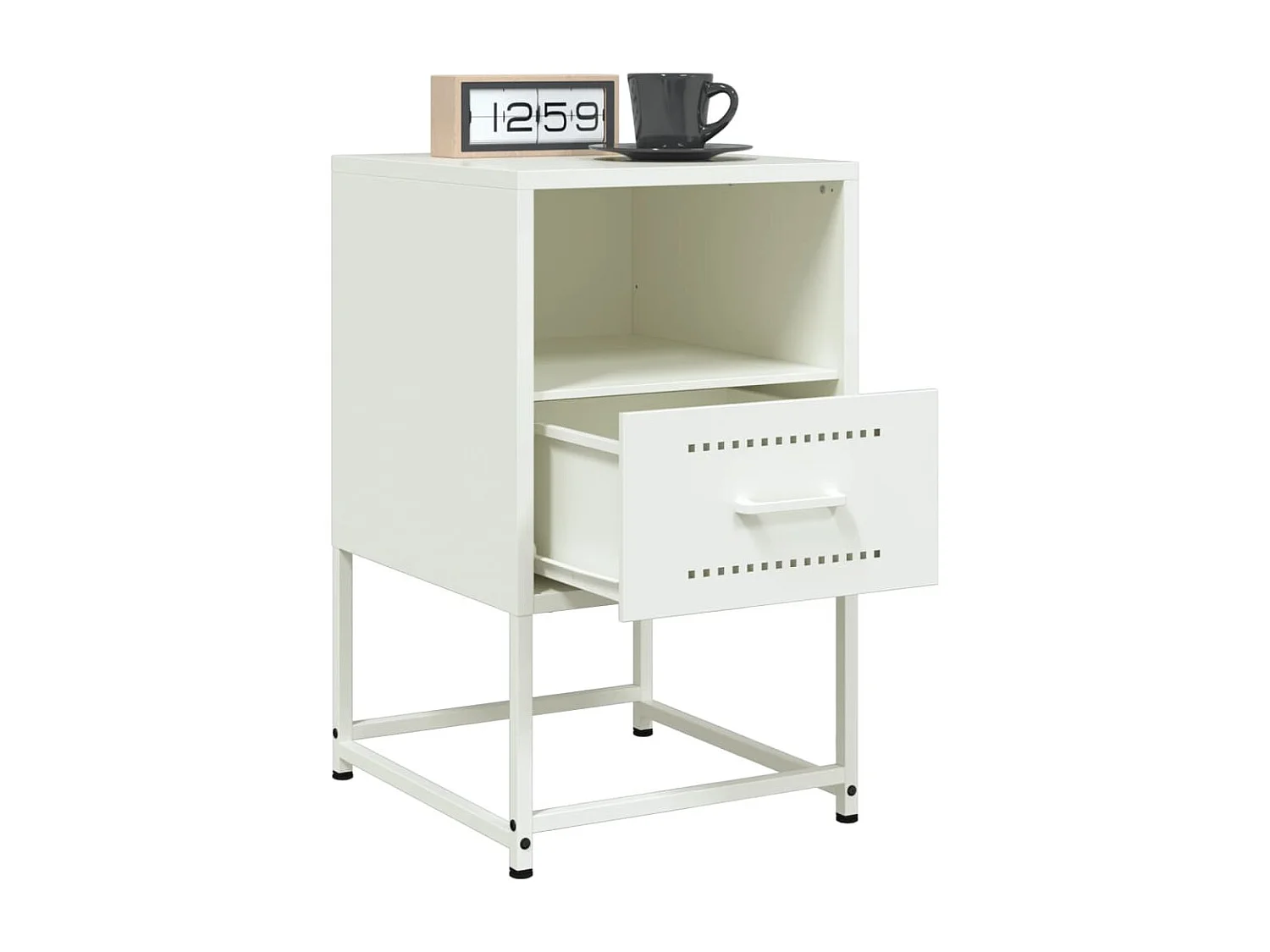 Inanna  Table de chevet blanc 36x39x60,5 cm acier