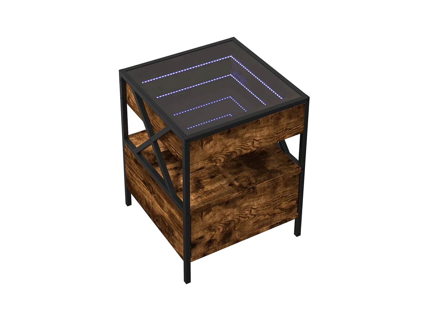 Amber Mae  Table de chevet avec LED infini chêne fumé 40x40x51 cm