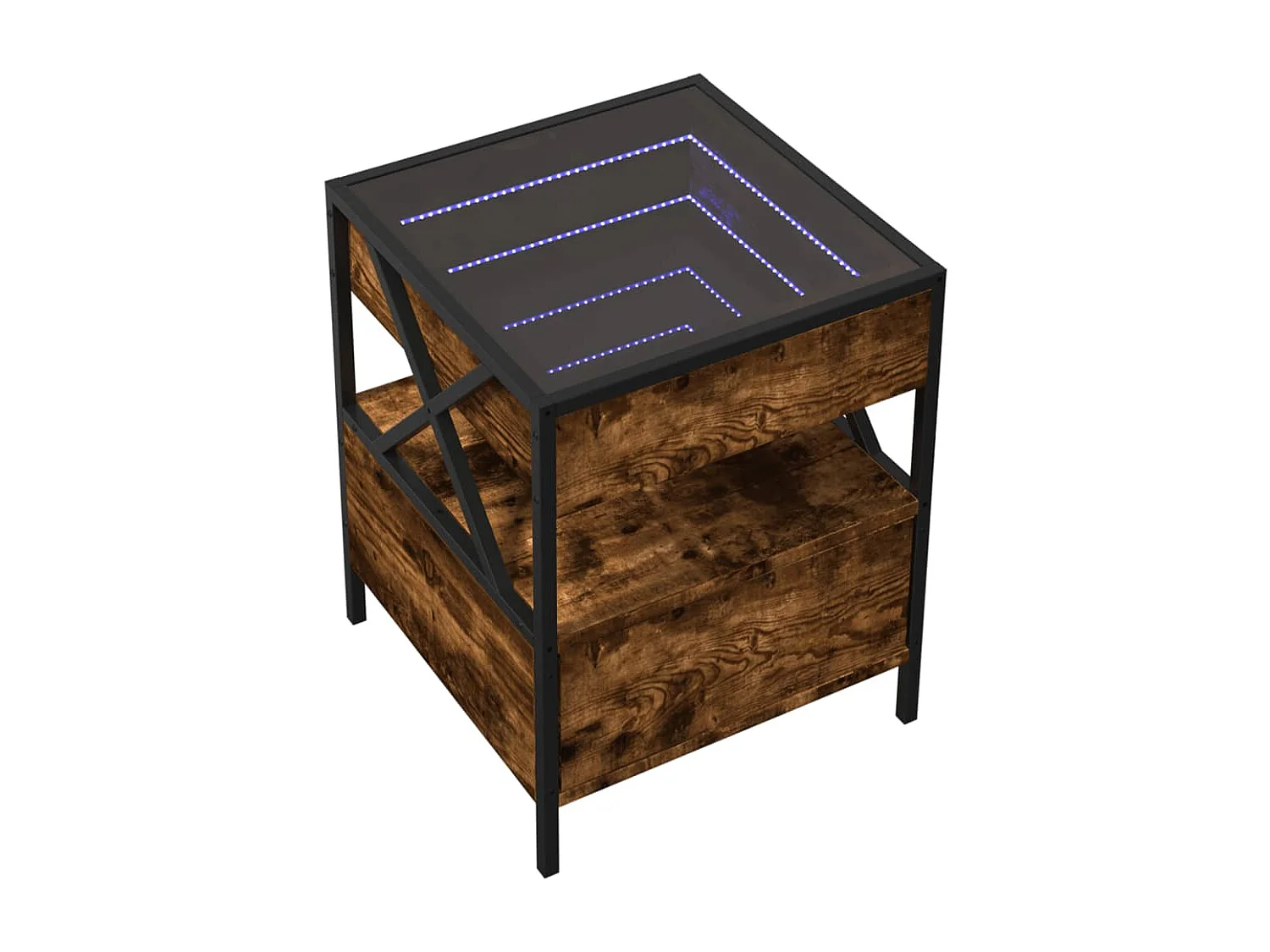 Amber Mae  Table de chevet avec LED infini chêne fumé 40x40x51 cm