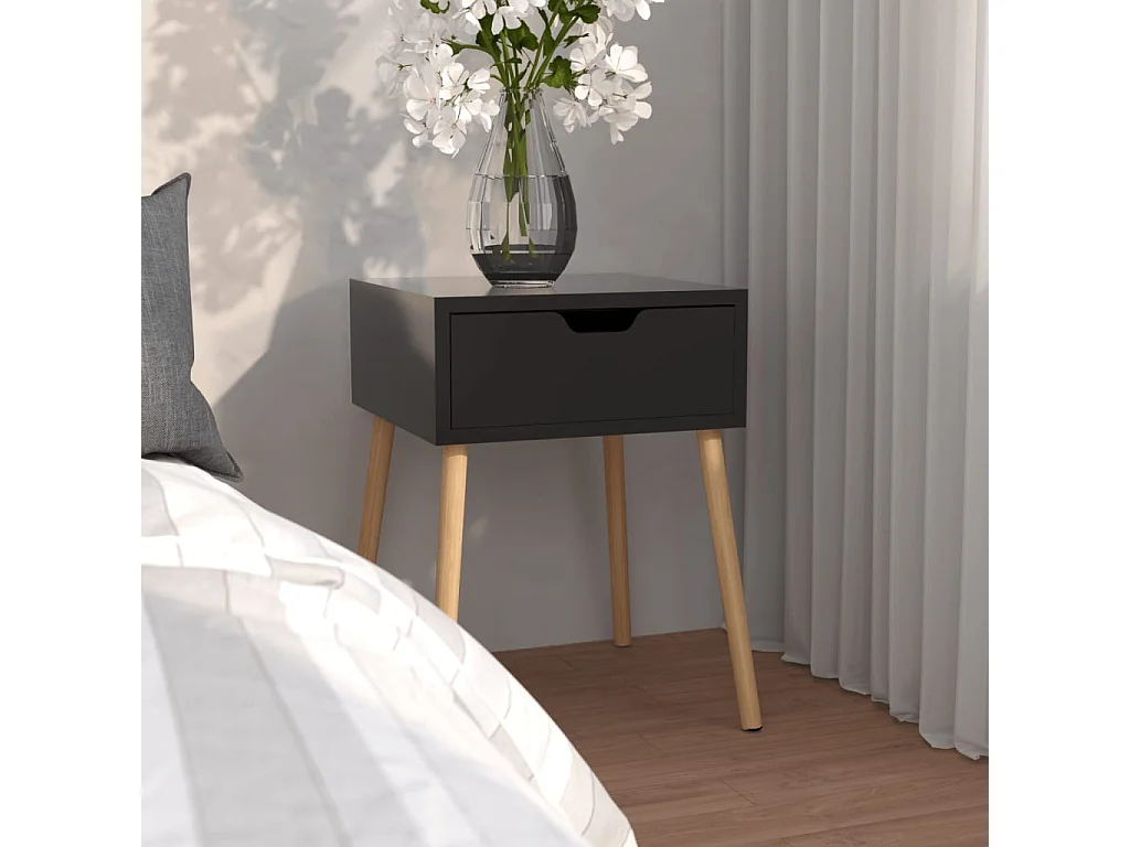 Wellsville  Table de chevet Noir brillant 40x40x56 cm Bois d'ingénierie