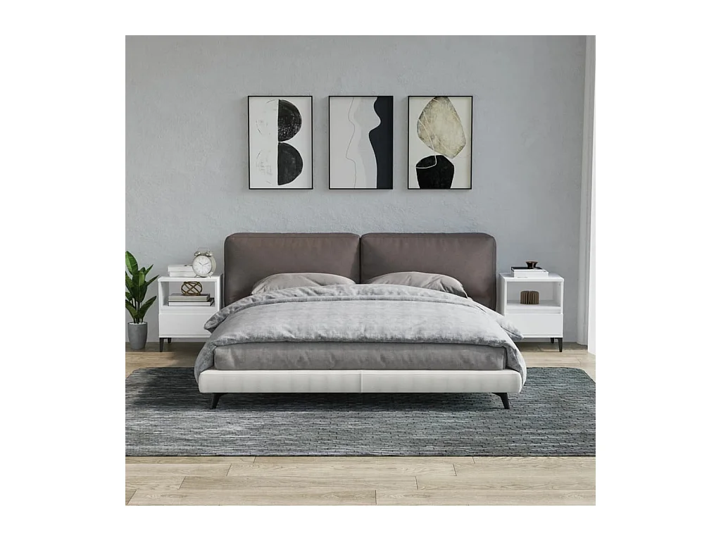 Centennial  Tables de chevet 2 pcs Blanc 40x35x50 cm