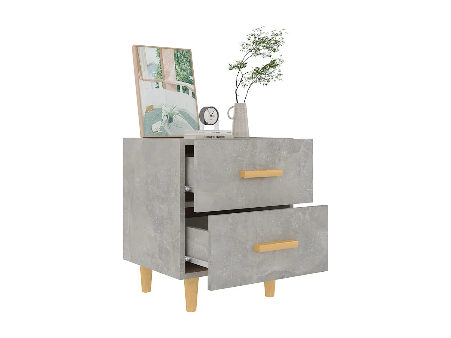 Ferrara  Tables de chevet 2 pcs Gris béton 40x35x47,5 cm